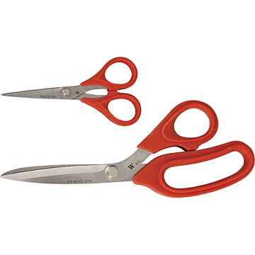 Crescent Wiss WHCS2 Scissor Set, Stainless Steel Blade, Soft Touch Handle, Black/Red Handle