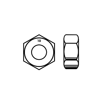 Hex Nut, M12-1.75, Class 10, DIN 934, Zinc Yellow