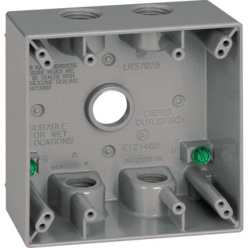 Bell Southwire Dual Gang 1/2 In. 5-Hole Gray Weatherproof Junction Box