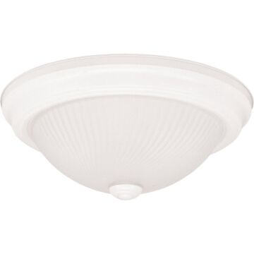 Home Impressions 13 In. White Incandescent Flush Mount Ceiling Light Fixture with Frosted Swirl Glass