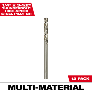 Milwaukee High Speed Steel Pilot Bit 1/4" x 3-1/2" (12 PK)