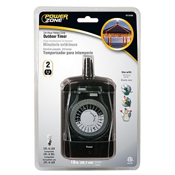 PowerZone 15A 125V 1875W 2-Outlet Electromechanical Timer