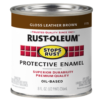 Stops Rust® Spray Paint and Rust Prevention - Protective Enamel Brush-On Paint - Half-Pint Gloss - Gloss Leather Brown