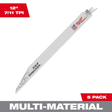 Milwaukee 12" 7/11 TPI WRECKER™ SAWZALL® Blade for Multi-Material (5 PK)