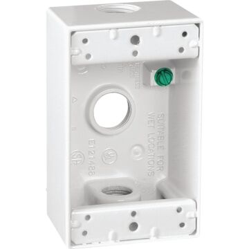 Southwire Single Gang 1/2 In. 3-Hole White Weatherproof Junction Box