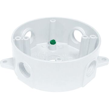 Bell Southwire 4 In. Dia. 1/2 In. 5-Outlet White Weatherproof Round Box