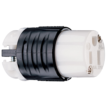 Pass & Seymour 15A, 125V Extra-Hard Use Spec-Grade Connector, Black and White