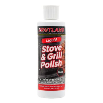 Rutland 72 Stove and Grill Polish, Liquid, Black, Waxy, 8 oz, Bottle