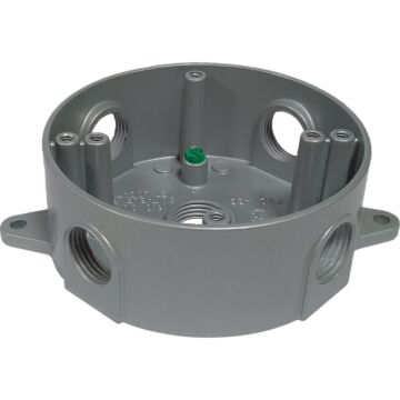 Southwire 4 In. Dia. 1/2 In. 5-Outlet Gray Weatherproof Round Box