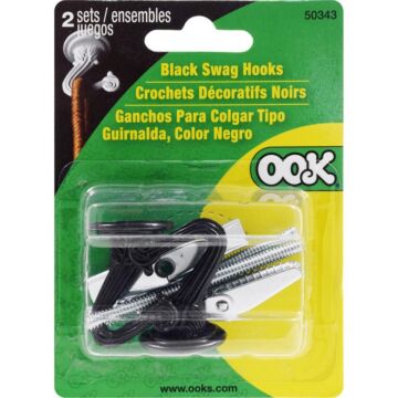 Swag Hook 1-1/2" 2pk 30# Black