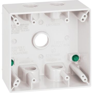 Southwire 2-Gang 5-Hole Weatherproof Junction Box (White) 1/2 in. npt