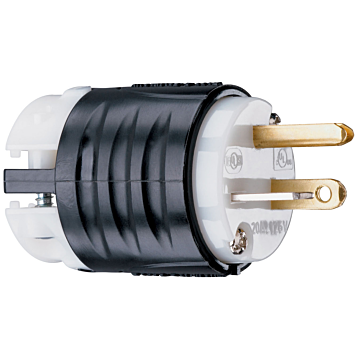 Pass & Seymour 20A, 125V Extra-Hard Use Spec-Grade Plug, Black and White