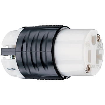 Pass & Seymour 20A, 125V Extra-Hard Use Spec-Grade Connector, Black and White