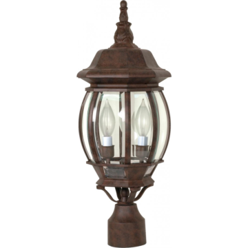 Central Park - 3 Light 21" Post Lantern with Clear Beveled Glass - Old Bronze Finish