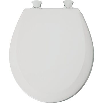 Mayfair 41ECDG-000 Toilet Seat, Round, Wood, White, Twist Hinge