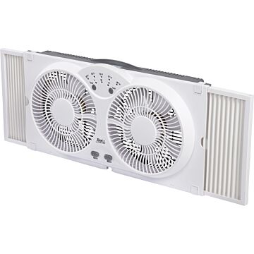 Denali Aire 3-Speed Reversible Twin Window Fan (White) w/ Thermostat & Remote Control