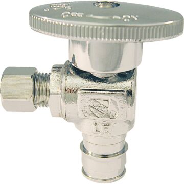 Apollo Retail 1/2 In. Barb x 1/4 In. Compression Chrome-Plated Brass Angle PEX Stop Valve, Type A