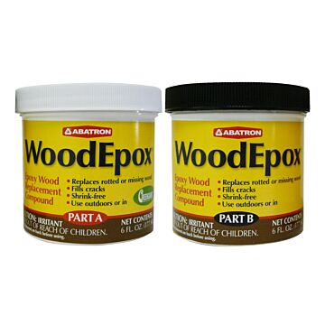 ABATRON WoodEpox WEAB6OR Wood Restoration System, Paste, Slight Ammonia, Tan/White, 12 oz