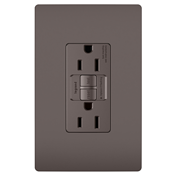 radiant® 15A Duplex Self-Test GFCI Receptacles with SafeLock® Protection, Brown CC