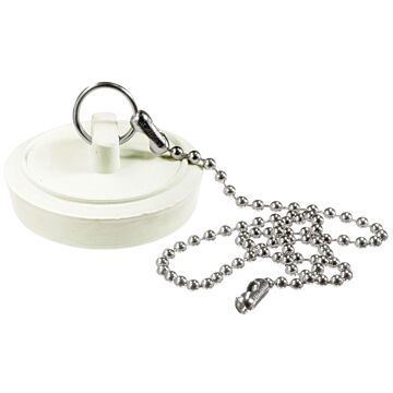 Plumb Pak PP820-7 Drain Stopper with Chain, Rubber, White, For: 1 to 1-3/4 in Sink