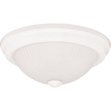Home Impressions 13 In. White Incandescent Flush Mount Ceiling Light Fixture with Frosted Swirl Glass