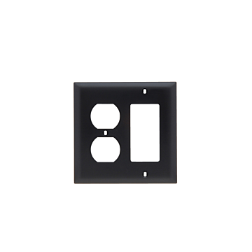 Combination Openings, 1 Duplex Receptacle and 1 Decorator, Two Gang, Black