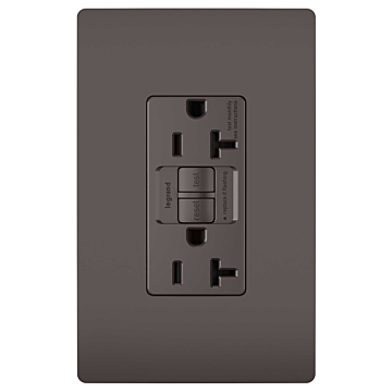 Pass & Seymour radiant® Tamper-Resistant 20A Duplex Self-Test GFCI Receptacle with SafeLock® Protection, Brown