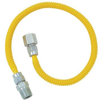 Dormont 3/8 In. OD x 18 In. Coated Stainless Steel Gas Connector, 1/2 In. FIP x 1/2 In. MIP (Tapped 3/8 In. FIP)