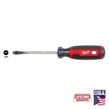 Milwaukee 1/4" Slotted 4" Cushion Grip Screwdriver (USA)