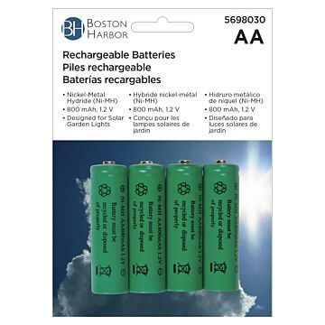 Boston Harbor 24184 Battery, 1.2 V Battery, 800 mAh, AA Battery, Nickel-Metal Hydride Battery Series