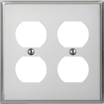 Amerelle PRO 2-Gang Stamped Steel Outlet Wall Plate, Polished Chrome