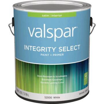  Valspar Integrity Select Paint & Primer Satin Interior Paint, White, 1 Gal.