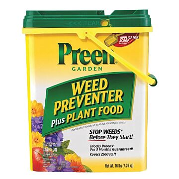 Preen 21-63907 Weed Preventer Plus Plant Food, Granular, 16 lb Drum
