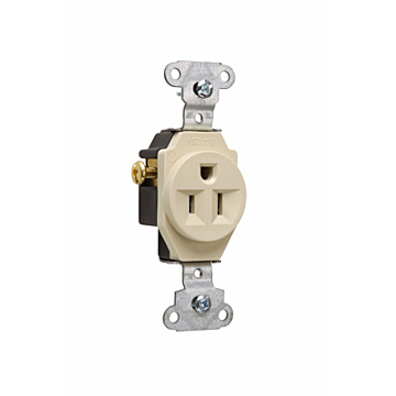 Pass & Seymour 15A 125V Heavy Duty Spec-Grade Single Receptacle, Side Wire, Ivory