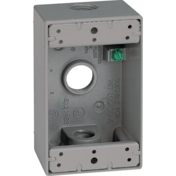 Bell Southwire Single Gang 1/2 In. 3-Hole Gray Weatherproof Junction Box