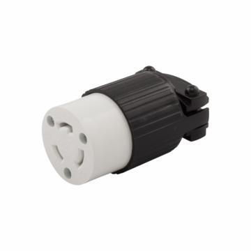 Eaton safety grip locking connector, #18-10 AWG, 20A, Industrial, 250V, Back wiring, Black, white, Ultra grip, L6-20, Two-pole, Three-wire, Nylon