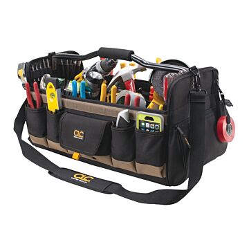 CLC Tool Works Series 1579 Open Top Tool Bag, 11 in W, 11 in D, 20 in H, 27-Pocket, Polyester, Black