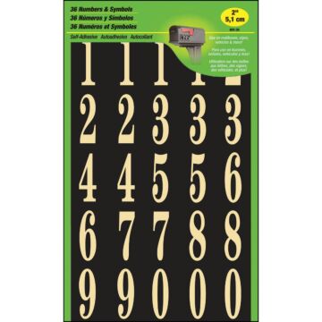 HY-KO Hy-Ko 2 In. Polyester Adhesive Number Set, 36 Numbers