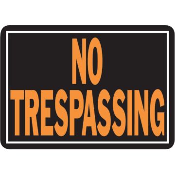 HY-KO Hy-Ko 10x14 Day-Glo Black/Orange Aluminum Sign, No Trespassing
