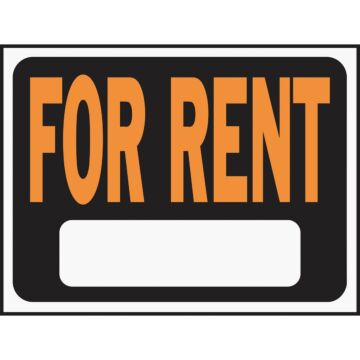 HY-KO Hy-Ko 9x12 Plastic Sign, For Rent