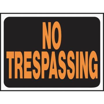 HY-KO Hy-Ko 9 x 12 Black/Orange Plastic Sign, No Trespassing