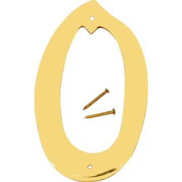 HY-KO Hy-Ko 4 In. Polished Brass House Number Zero
