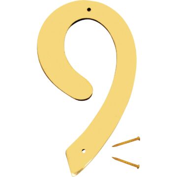 HY-KO Hy-Ko 4 In. Polished Brass House Number Nine