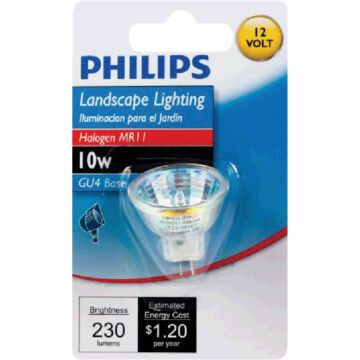 Philips 10W Equivalent Clear GU4 Base MR11 Halogen Floodlight Light Bulb