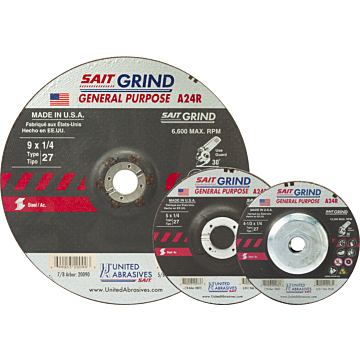 20079 A24R General Purpose/Long Life Grinding Wheel (Type 27/Depressed Center) 6" x 1/4" x 7/8", 25-Pack