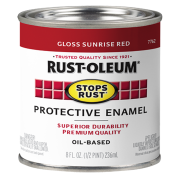 Stops Rust® Spray Paint and Rust Prevention - Protective Enamel Brush-On Paint - Half-Pint Gloss - Gloss Sunrise Red