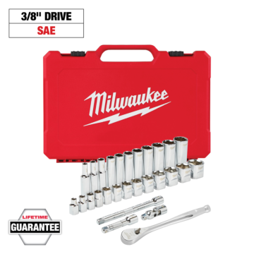 Milwaukee 3/8" Drive 28pc Ratchet & Socket Set- SAE