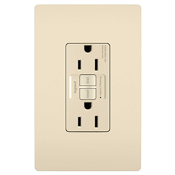 Pass & Seymour radiant® 15A Duplex Self-Test GFCI Receptacles with SafeLock® Protection, Light Almond