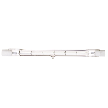 300 Watt; Halogen; T3; Clear; 1500 Average rated hours; 5300 Lumens; Double Ended base; 120 Volt; 2-Card