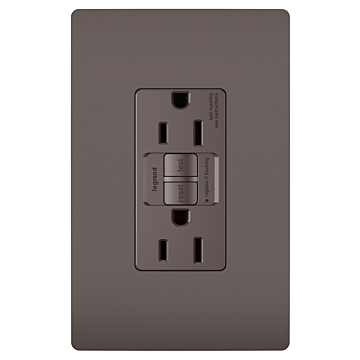 Pass & Seymour radiant® 15A Duplex Self-Test GFCI Receptacles with SafeLock® Protection, Brown